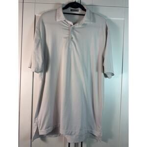 Peter Millar Summer Comfort Golf Polo Shirt Striped White Blue L Short Sleeve